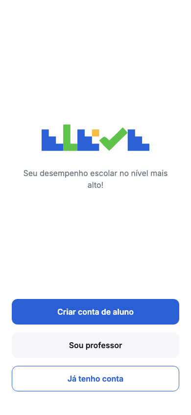 Tela inicial do app ELEVE